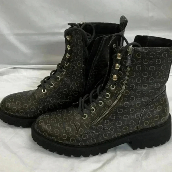 🐾Guess wglocate-m brown logo print lace up ankle boots 9.5M🎉 - Picture 3 of 6
